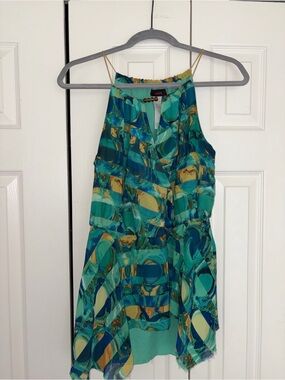 mark. Teal & Aqua Abstract Halter Camisole